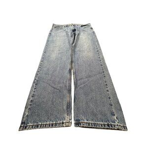 Levis 505 Straight Fit Mens 36x29 Jeans Light Wash Denim Classic Design Patch wo